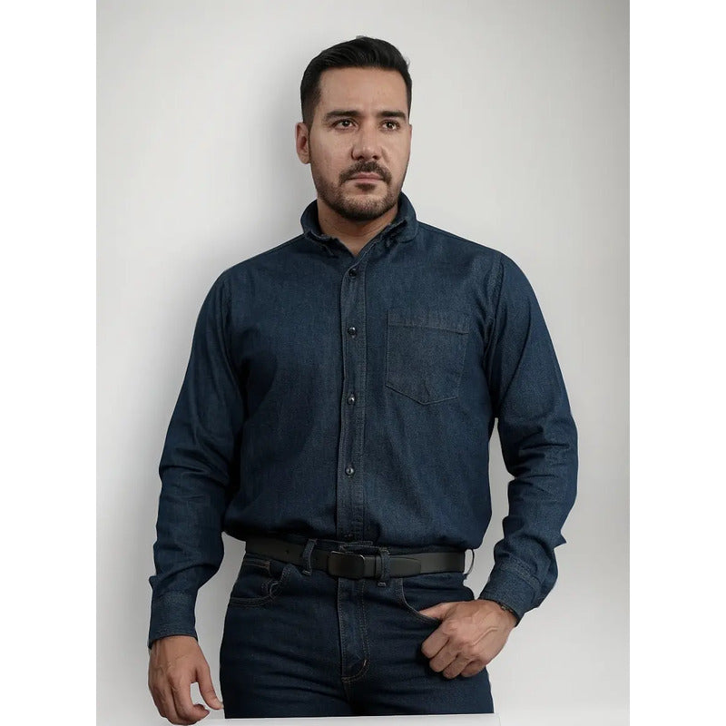 Camisa De Mezclilla Industrial Para Trabajo, Uso Rudo Xxxl Azul 3xl