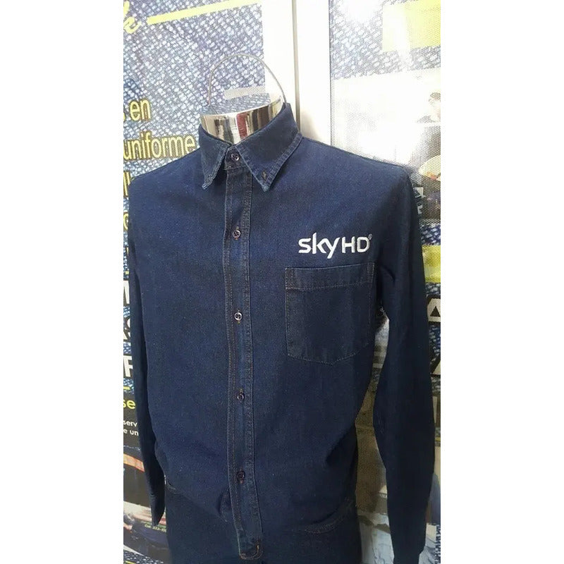 10 Camisas De Mezclilla Industrial Con Logo Bordado