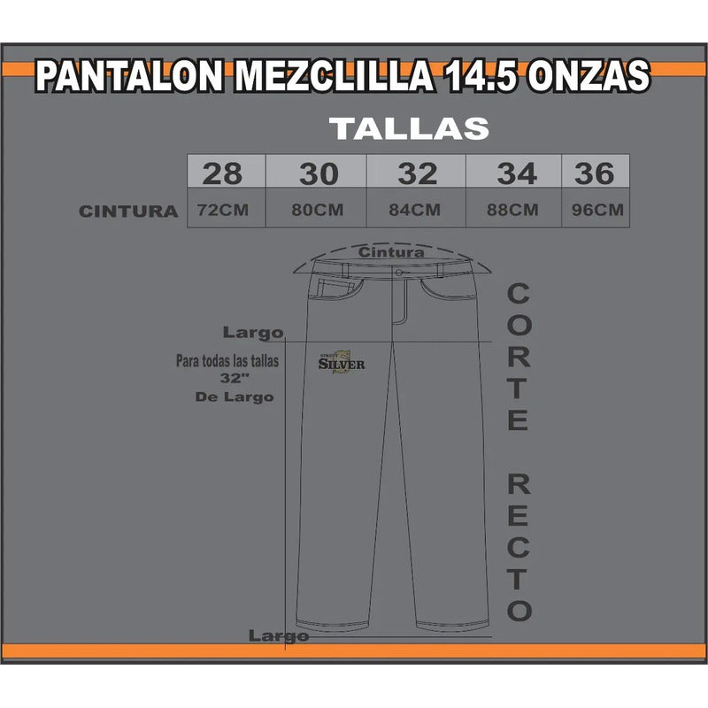 Pantalon De Mezclilla 14.5onz Para Trabajo Uso Rudo