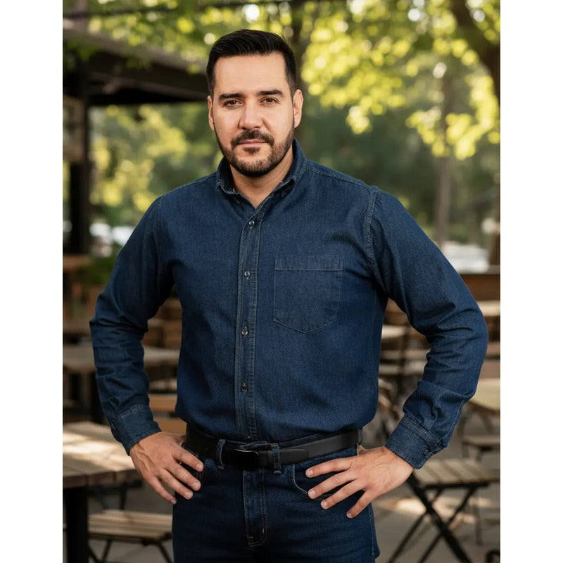 Camisa De Mezclilla Premium  Industrial 7.5 Oz Para Trabajo