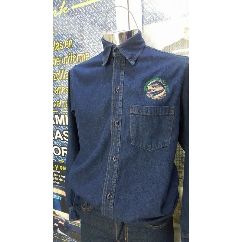 10 Camisas De Mezclilla Industrial Con Logo Bordado